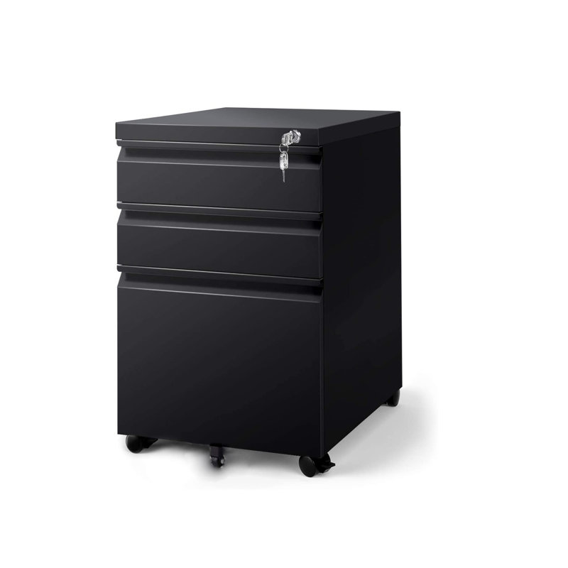 Inbox Zero 3Drawer Steel Filing With Lockable Rolling Casters